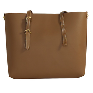 Bolso Tote de Cuero PU con Cierre de Cremallera, Compartimento Antirrobo para Computadora, Estilo Minimalista, Color Marrón, Personalizable - Product Image 1