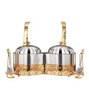 Plat de service arabe le plus populaire en argent martelé avec base géométrique à découpe étoile, chauffe-plat arabe pour restaurants de haute cuisine - Product Image 3