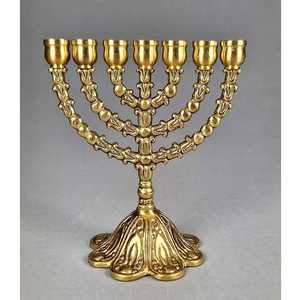 Ménorah pour villas, synagogues, temples, éclairage de table, utilisation décorative, porte-bougie Hanouka, ménorah en finition dorée - Product Image 3