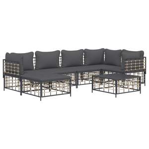 Ensemble de salon de jardin anthracite avec structure en métal et coussins, 6 places, mobilier d'extérieur au design contemporain - Product Image 3