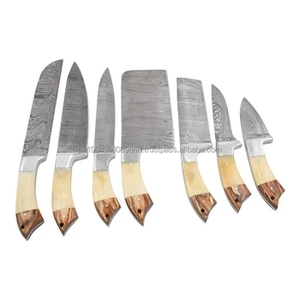 Ensemble de couteaux de chef en acier Damas 7 pièces, manche en bois, écologique, multifonctionnel, professionnel - Product Image 1