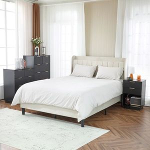 FCH <b>Black</b> P2 Density Wavy Pattern Drawer Front 454070cm Two-Drawer <b>Bedside</b> <b>Cabinet</b> Nightstands - Product Image 2