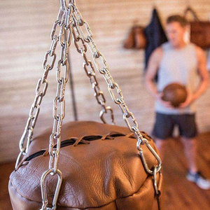 Sac d'entraînement de boxe en cuir avec sangles noires et fermeture à lacets pour la pratique du punching adulte - Product Image 4