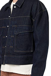 Veste en jean indigo brut de haute qualité, style camionneur, en coton premium, boutonnée sur le devant, vêtement d'extérieur décontracté de style rétro, fabrication OEM/ODM en gros - Product Image 5