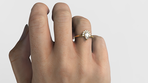 Tiara Engagement <b>Ring</b> 18K Gold Plated Pear Cut Diamond Sunburst Round Diamond Halo Solitaire <b>Plain</b> Shank <b>Ring</b> Jewelry for Women - Product Image 6