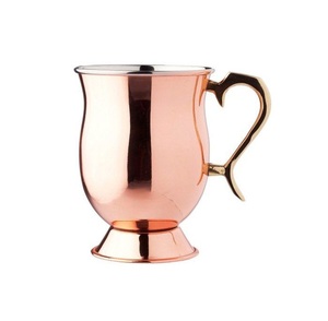 Minimalist Pure <b>Copper</b> Mug Smooth Moscow Mule Glass Footed Drinking <b>Cup</b> Goblet Highball Beer Stein Brass Handle - Product Image 3