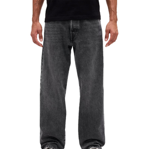Jeans de Mezclilla Negros Claros de Alta Calidad para Hombre, Lavado al Polvo, Corte Recto Clásico, Pantalones Casuales de Algodón, OEM - Product Image 1