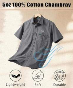 Camisas de Trabajo de Manga Corta de Algodón para Hombre, Resistentes al Fuego, Ropa de Seguridad Industrial Ignífuga para Soldadura, Paquete de Respirador - Product Image 3