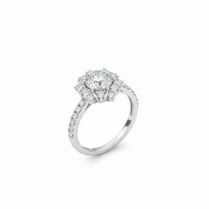 Venta al por mayor, Novedad 2026, Anillo de oro blanco de 10K y plata 925 con diamantes de laboratorio en forma de flor, conjunto nupcial, anillo de racimo, joyería fina para mujer - Product Image 3