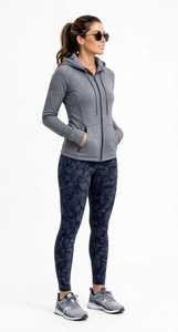 Sweat à capuche zippé pour femme, coupe classique, uni, respirant, décontracté, à manches longues, en molleton de coton écologique, avec logo sur le devant - Product Image 2