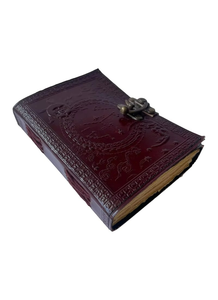 Dark Brown Genuine Leather Journal Notebook With Metal C-Lock Handmade Deckle Edge <b>Papers</b> Sun & Moon <b>Embossed</b> Note Book Or Diary - Product Image 6