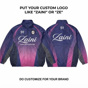 Premium 120 GSM Polyester <b>Windbreaker</b> Jacket White <b>Black</b> Contrast Panel Custom Printed Logo OEM ODM - Product Image 5