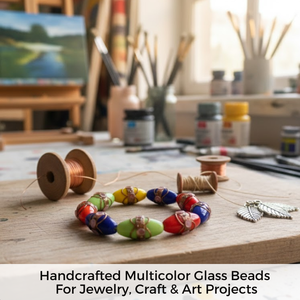 EXCEL EXPORTS Cuentas Sueltas de Vidrio Multicolor Hechas a Mano con Técnica Lampwork, Forma de Barril, 12x22mm, 8 Hilos |   Proyectos de Bricolaje para Diseñadores de Artesanías Decorativas - Product Image 4