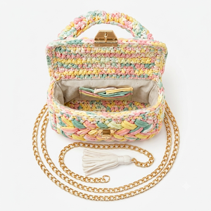 Bolso Bandolera de Mujer, 100% Hecho a Mano, Tejido Trenzado de Poliéster, Correa de Cadena con Cierre Dorado, de Algodón, Pequeña Capacidad, para Uso Diario - Product Image 2