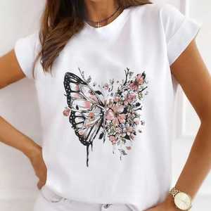 Nueva Camiseta de Manga Corta Casual para Mujer, Estampada con SMILE, Tejido Jersey Regular con Spandex - Product Image 4