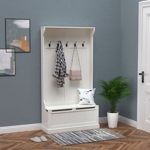 Appendiabiti 3-in-1 bianco per soggiorno con panca contenitore - Arredamento per la casa - Product Image 1