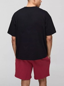 Camiseta blanca de cuello redondo para hombre, conjunto de verano de algodón tejido, pantalones cortos de color sólido, conjunto casual de 2 piezas para hombre - Product Image 4