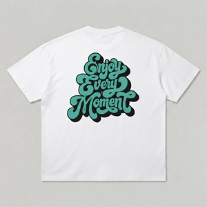 Camiseta Blanca de Manga Corta para Hombre con Estampado de Letras Verdes 'Enjoy Every Moment', Cuello Redondo, Corte Casual - Product Image 2