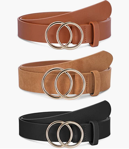 Ceintures pour femmes en cuir de vachette, personnalisables, confortables, tendance, avec boucle ardillon rectangulaire à motif tête de mort, style décontracté, pour jeans - Nouveauté en promotion - Product Image 1