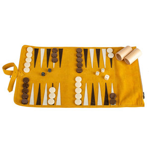 Sac de rangement de voyage pour jeu de dés enroulable en cuir PU jaune carré moulé avec boîte - Product Image 1