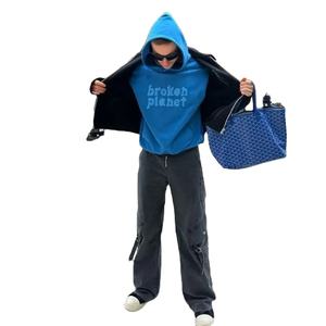 Chándal de mezcla de algodón de alta calidad 2025, sudadera para hombre, sin cuerda, sin bolsillos, jersey de gran tamaño, ropa de calle, estilo térmico - Product Image 2