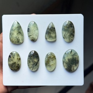 Pierre précieuse en préhnite rutile de bonne qualité, cabochon, pierre pour la fabrication de bijoux, pour fabricants et revendeurs - Product Image 2