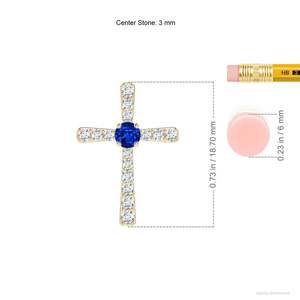 4.6 Gram 14k <b>Gold</b> Natural 6mm 0.75 Ctw Blue Sapphire Center Stone And 1.37 Ctw Diamond Cross <b>Pendant</b> New Arrival Christmas Gift - Product Image 3