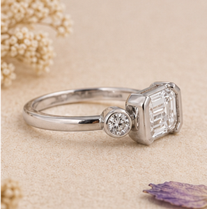 Luxury Asscher Cut Diamond <b>Ring</b> 14K 18K Gold Bezel <b>Set</b> Engagement <b>Ring</b> Side Stone Minimalist <b>Women</b> Jewelry - Product Image 3