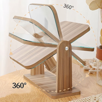 Miroir de maquillage carré sur pied avec cadre en bois, miroir de table cosmétique portable pour coiffeuse