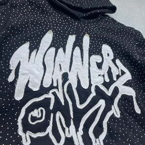 Sudadera con capucha extragrande personalizada con cremallera, bordado de parche desgastado, aplique, corte y confección, 100% algodón, para invierno, básica y de color liso. - Product Image 4