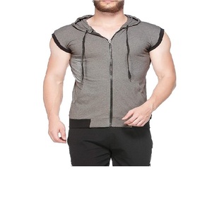 Wholesale Custom <b>Hoodie</b> Sleeveless Men's Vest Gym <b>Workout</b> Sleeveless <b>Hoodie</b> Blank Zipper up Men's <b>Hoodie</b> - Product Image 2