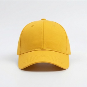 Yellow 6-Panel <b>Baseball</b> <b>Cap</b> Unisex Cotton Twill Solid Color Casual Hat Fitted Back Closure Spring Summer Style - Product Image 1