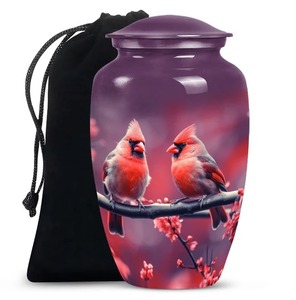 Urne funéraire personnalisée en aluminium de grande taille avec motif plume cosmique bleue, récipient pour cendres d'adultes, pour fournitures funéraires - Product Image 3