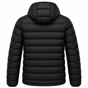 Blouson d'hiver unisexe matelassé à capuche, col montant, fermeture éclair, manches classiques, personnalisable OEM, imperméable, écologique, formel, avec lettrage - Product Image 4