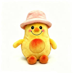 Almohada de pera suave personalizada, juguete de peluche de pera amarilla, peluche de pera con sombrero de cubo rosa, peluche de pera con brazos y piernas - Product Image 2