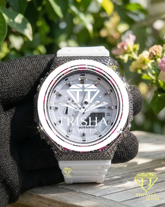 White Luxury <b>Wristwatch</b> Featuring Brilliant Moissanite Diamonds and Premium 925 Sterling Silver Craftsmanship - Product Image 1