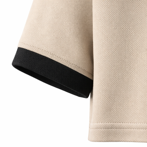 Polo de Golf Personalizado al por Mayor, Polo con Cuello en Contraste, Beige y Negro, Fabricante de Bordados e Impresiones Personalizadas - Product Image 5
