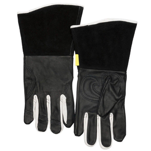 Gants de soudure robustes en cuir de chèvre noir pleine fleur, antistatiques, respirants, antidérapants, avec manchette de sécurité, usage intensif 7 - Product Image 5