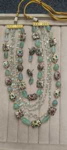 Conjunto de Collar con Cuentas de Imitación de Perlas y Circonitas, Chapado en Oro, Latón, Joyería Étnica para Mujer, para Bodas y Fiestas - Product Image 4