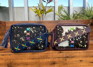 High Quality Hair on Metallic Recycled Leather Ladies Shoulder Bag Colorful Leather Women Crossbody Bag Fashion Luxury Handbags - Product Image 3