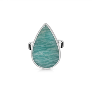 Anillo de Plata con Amazonita Natural, Corte Pera, Hecho a Mano, Plata de Ley - Product Image 2