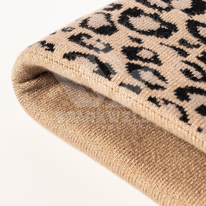 Bonnet en tricot jacquard à imprimé léopard unisexe pour adulte, chapeau d'hiver décontracté 56-58CM, motif gris, noir et blanc - Product Image 5