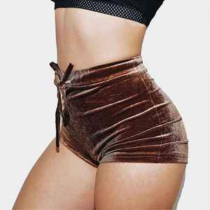 Hot Selling Women's Solid Color <b>Velvet</b> <b>Shorts</b> Breathable Elastic Waist Quick Dry Skinny Fit Streetwear Outdoor Workout Gym Wear - Product Image 5