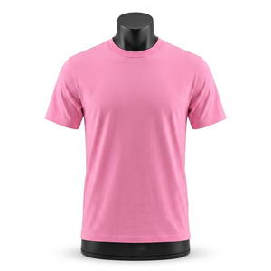 T-shirt en coton rose pour homme, coupe classique, col rond, manches courtes, couleur unie, décontracté, jersey, culture, adulte, été, personnalisé, pur coton - Product Image 3