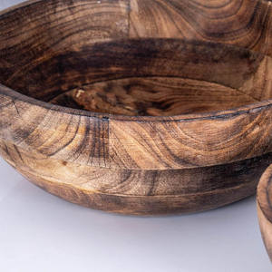 Juego de 2 cuencos grandes de madera de mango para servir alimentos seguros para entretener en caja de exhibición de frutas para decoración de encimera de café - Product Image 4