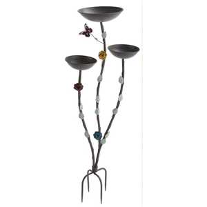 Bain d'oiseaux vintage en fer forgé avec bol en verre mosaïque, résistant aux intempéries, pour jardin extérieur - Product Image 3