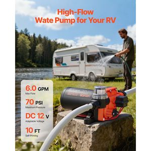 Pompa Acqua 12V DC per Camper 6 GPM (22.7 L/min) a 4 Camere Autoadescante a Diaframma con Pressostato Automatico 70 PSI per Uso Marino - Product Image 2