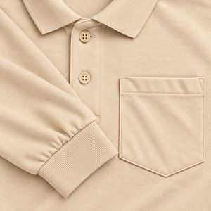 Light <b>Blue</b> <b>School</b> <b>Polo</b> <b>Shirt</b> Long Sleeve Uniform With Chest Pocket Custom Logo for Students - Product Image 5