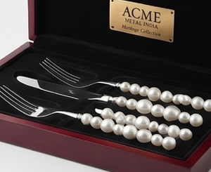Ensemble de fourchettes élégantes avec manche en perles, en acier inoxydable, avec manches perlées en fausses perles, couverts minimalistes pour la table de mariage et l'hôtellerie - Product Image 5