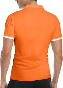 Men's <b>Orange</b> Short Sleeve <b>Polo</b> Shirt Solid Color Breathable Casual Wear Pique Fabric Regular Fit - Product Image 2
